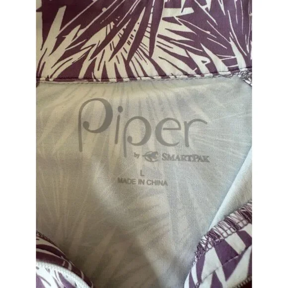 Piper by Smartpak Short Sleeve Sun Shirt Purple Palm Print Size Large - Picture 5 of 6